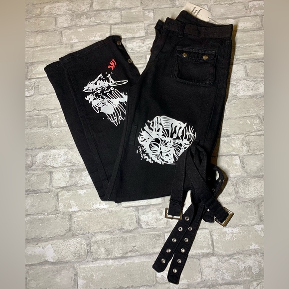 FASHION SEXY LOUNGE: WOMEN’S JEANS WITH REMOVABLE BUCKLED STRAPS - Picture 4 of 7